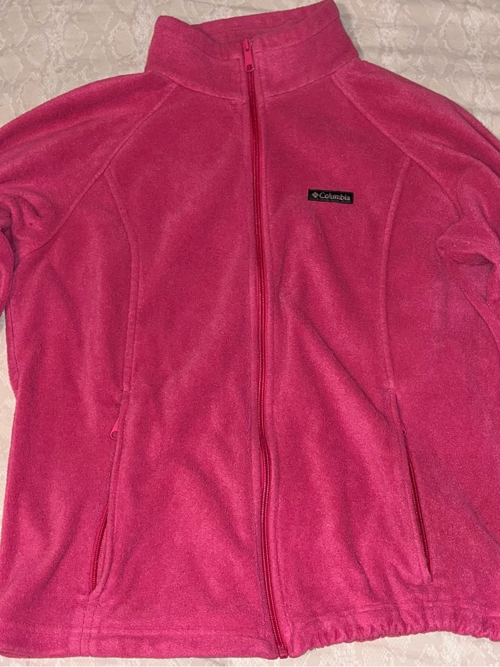 Columbia Women's Bright Pink Full-Zip Teddy Fleece Jacket